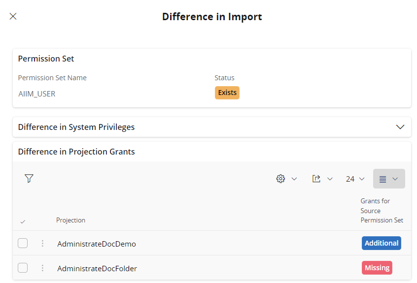 Import Difference