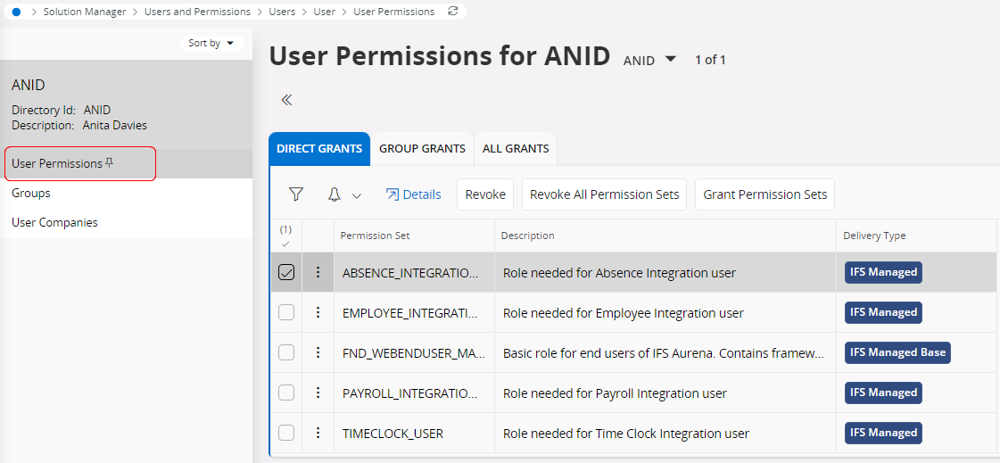 Grant Permission Sets to Users Page