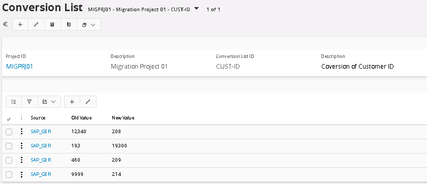 Duplication conversion list