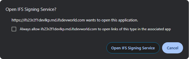 Invoke "IFS Signing Service"