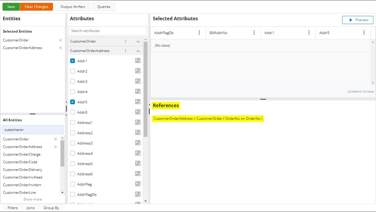 References list after joining two entities