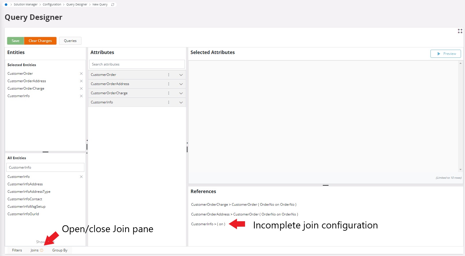 Incomplete Join Configuration