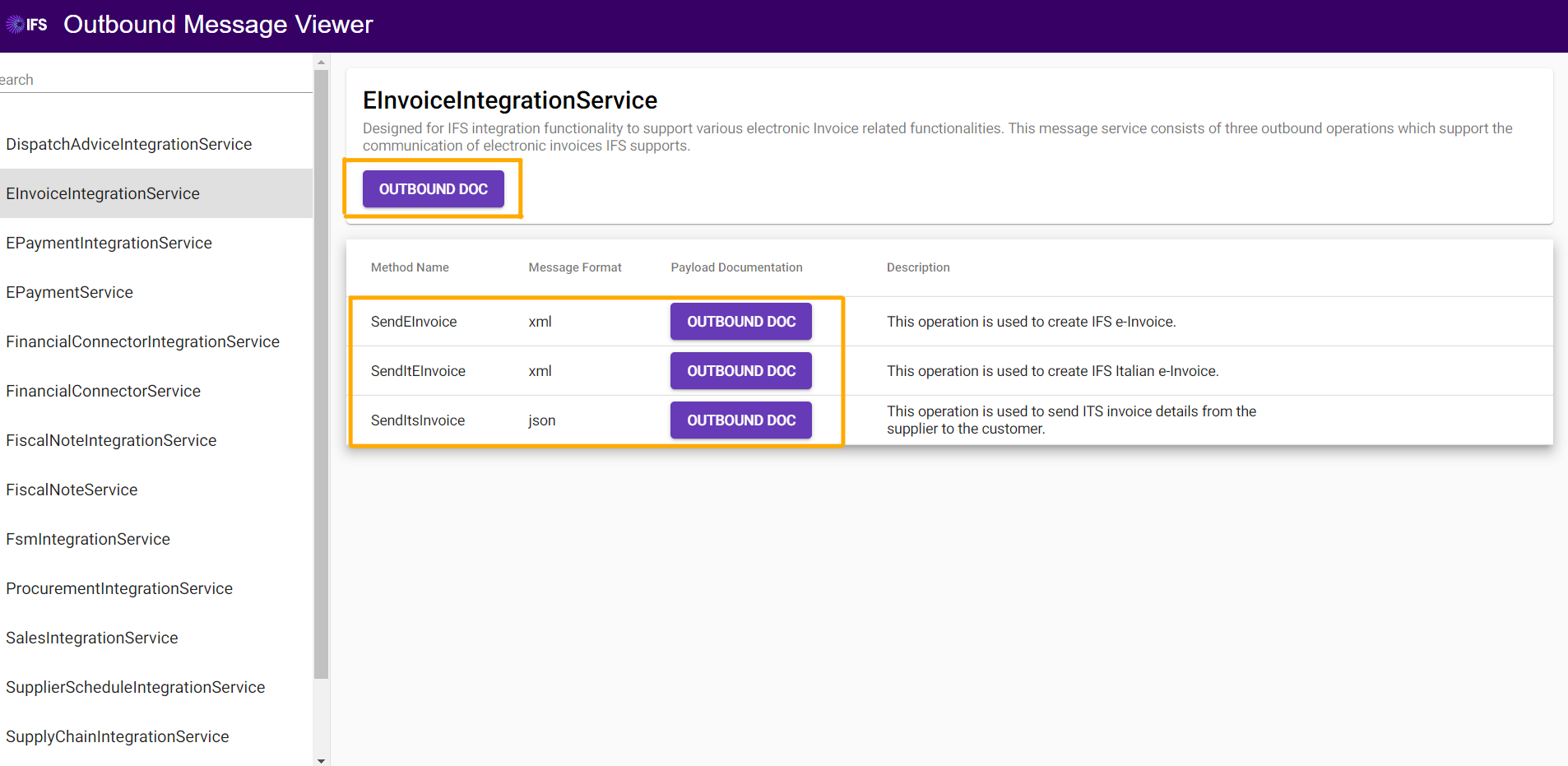 Navigation buttons to outbound doc