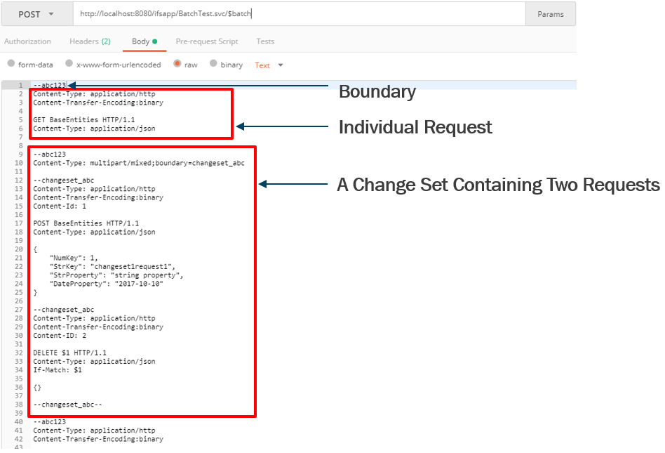 Important parts in a Batch Payload