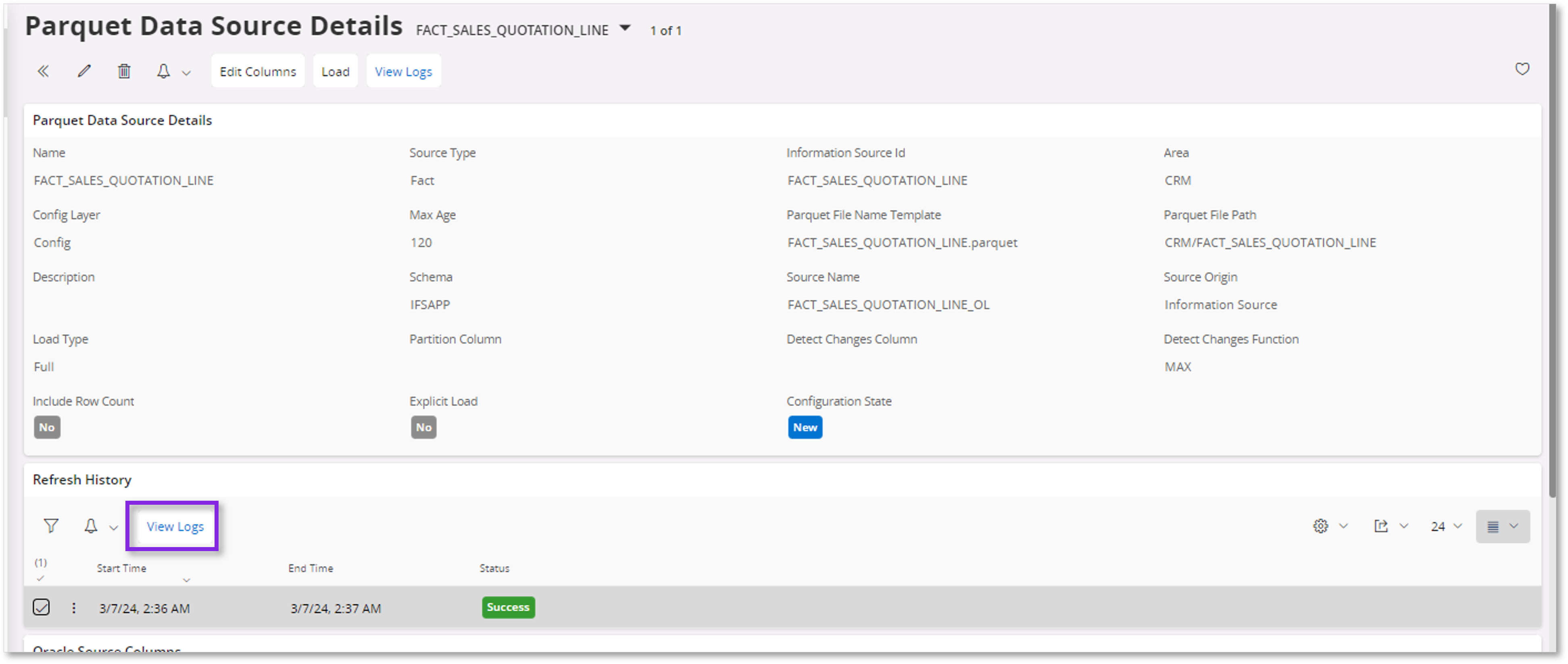 Viewlogsbutton_fromParquetDetails