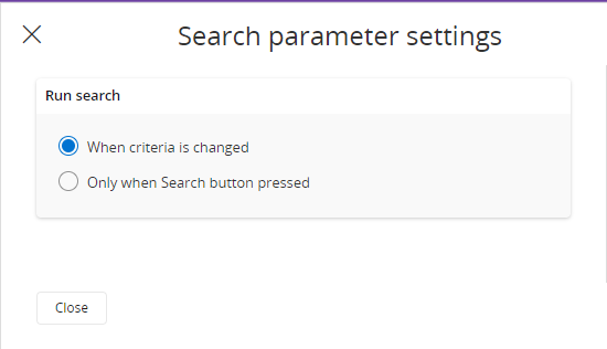 search parameter settings