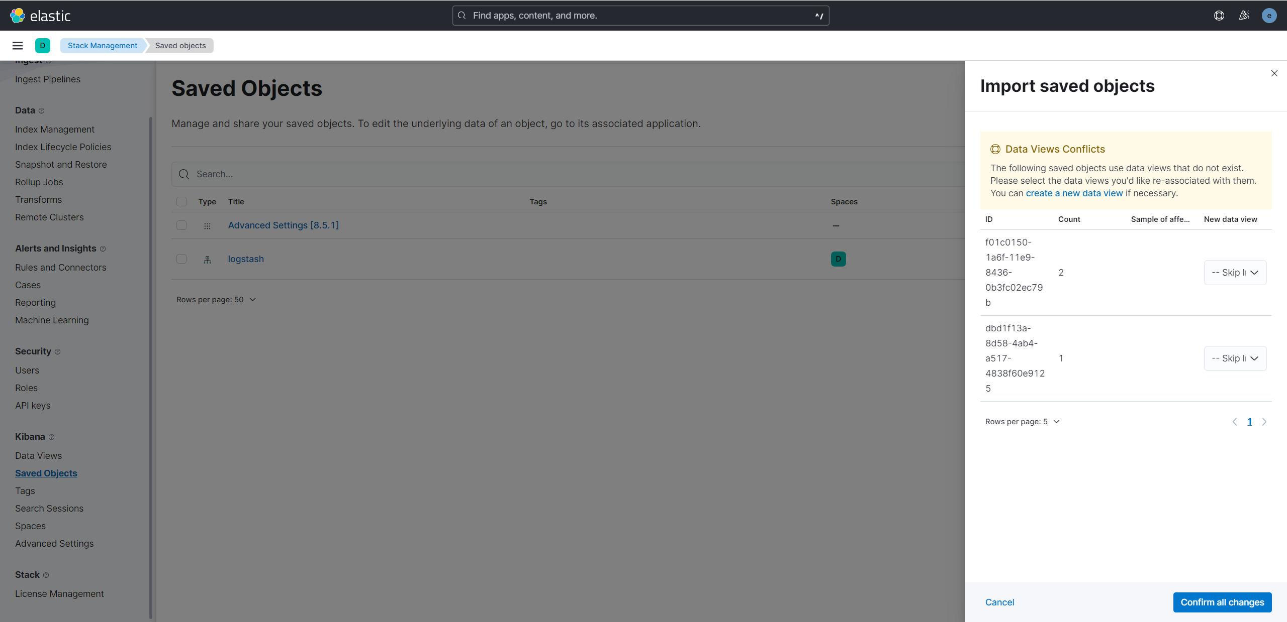 select data view dashboards